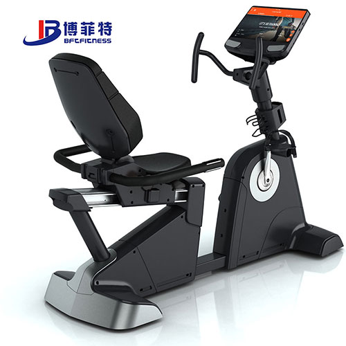 大屏商用自发电卧式健身车 15.6触摸屏背靠式健身车工厂批发